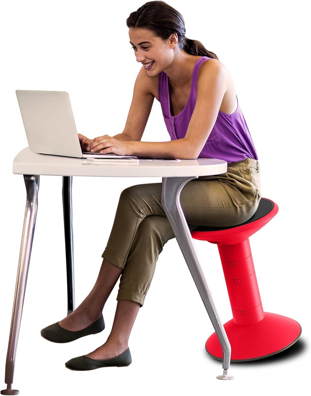 imageStorex Wiggle Stool Active Flexible Seating for Classroom and Home Study Adjustable 1218 Inch Height Black 00300U01CRed