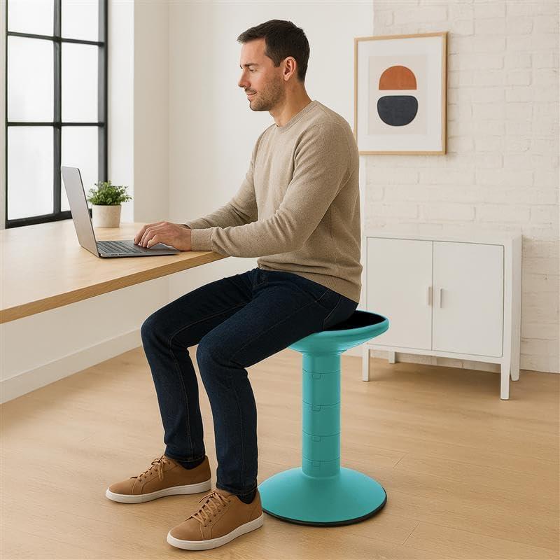imageStorex Wiggle Stool Active Flexible Seating for Classroom and Home Study Adjustable 1218 Inch Height Black 00300U01CTeal