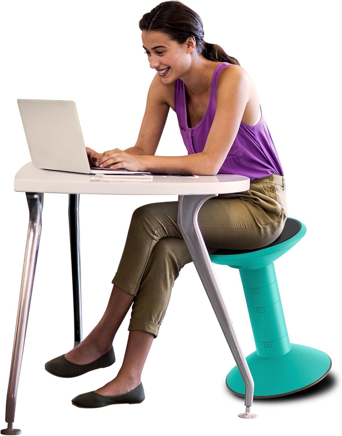 imageStorex Wiggle Stool Active Flexible Seating for Classroom and Home Study Adjustable 1218 Inch Height Black 00300U01CTeal