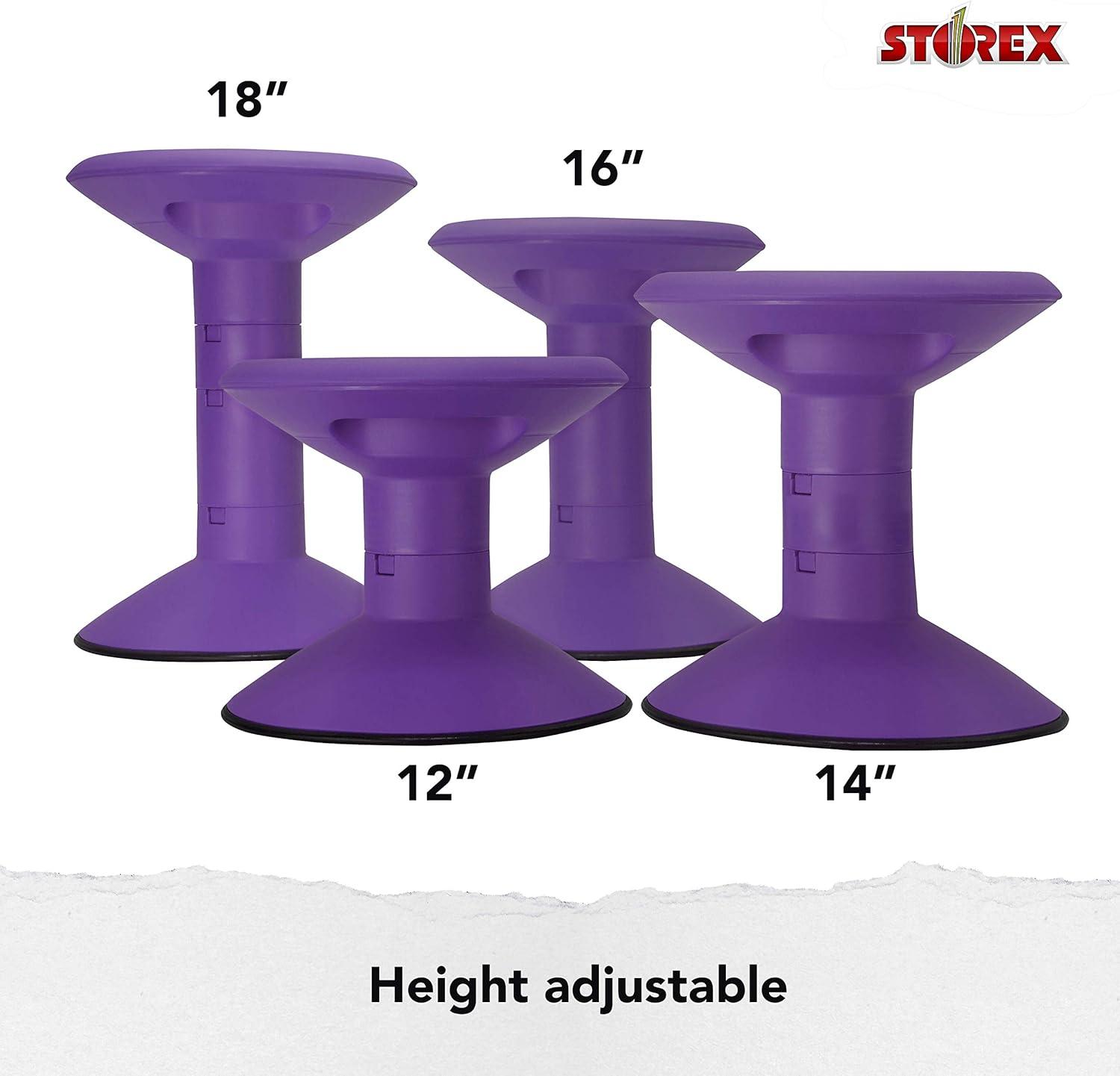 imageStorex Wiggle Stool Active Flexible Seating for Classroom and Home Study Adjustable 1218 Inch Height Black 00300U01CViolet