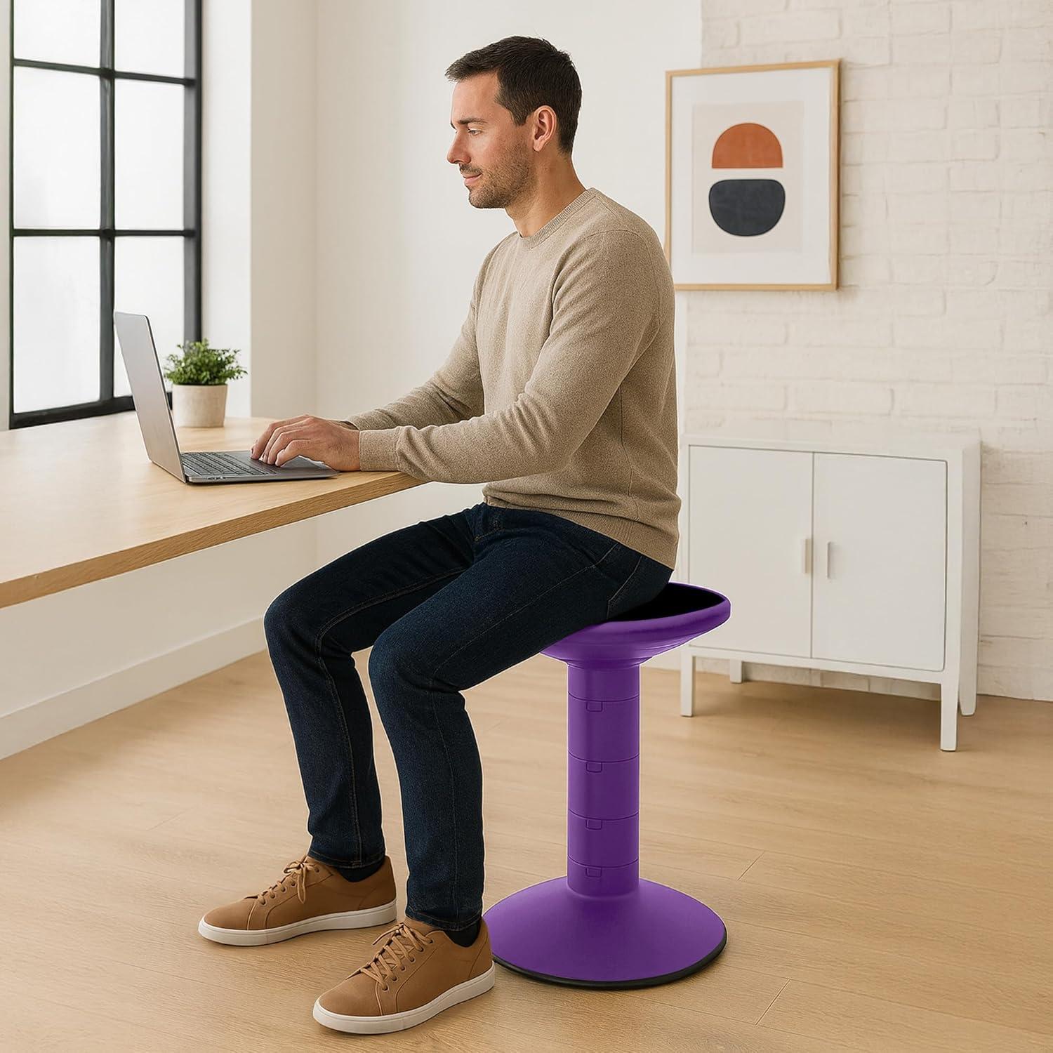 imageStorex Wiggle Stool Active Flexible Seating for Classroom and Home Study Adjustable 1218 Inch Height Black 00300U01CViolet