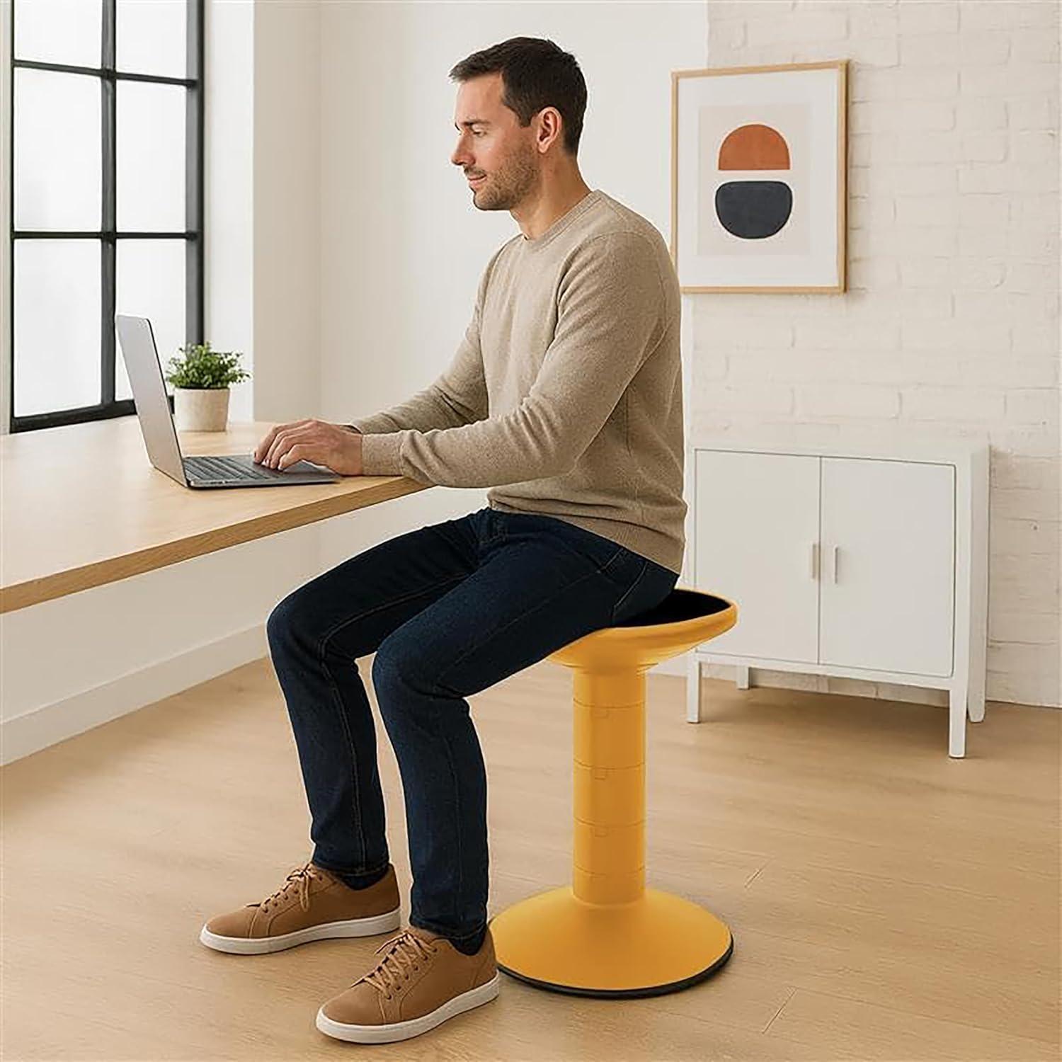 imageStorex Wiggle Stool Active Flexible Seating for Classroom and Home Study Adjustable 1218 Inch Height Black 00300U01CYellow