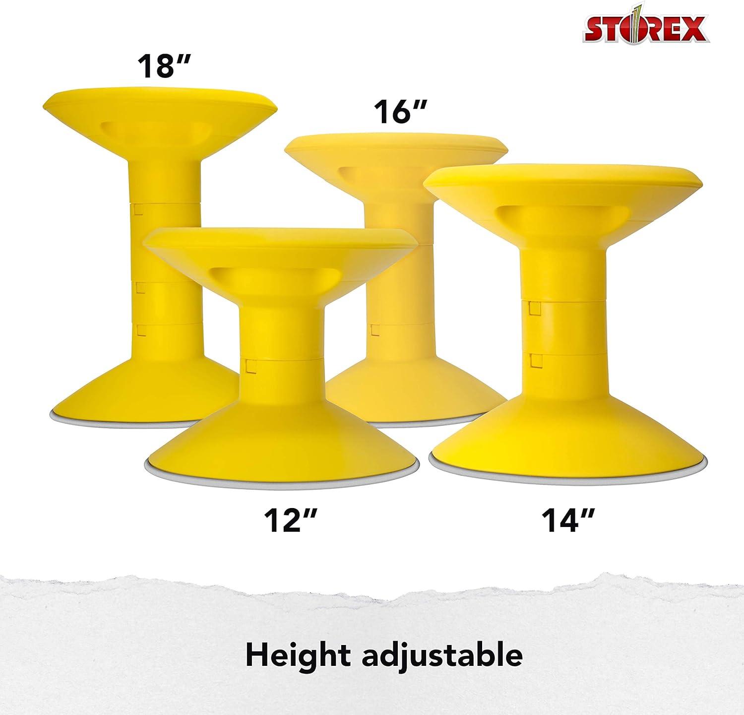 imageStorex Wiggle Stool Active Flexible Seating for Classroom and Home Study Adjustable 1218 Inch Height Black 00300U01CYellow