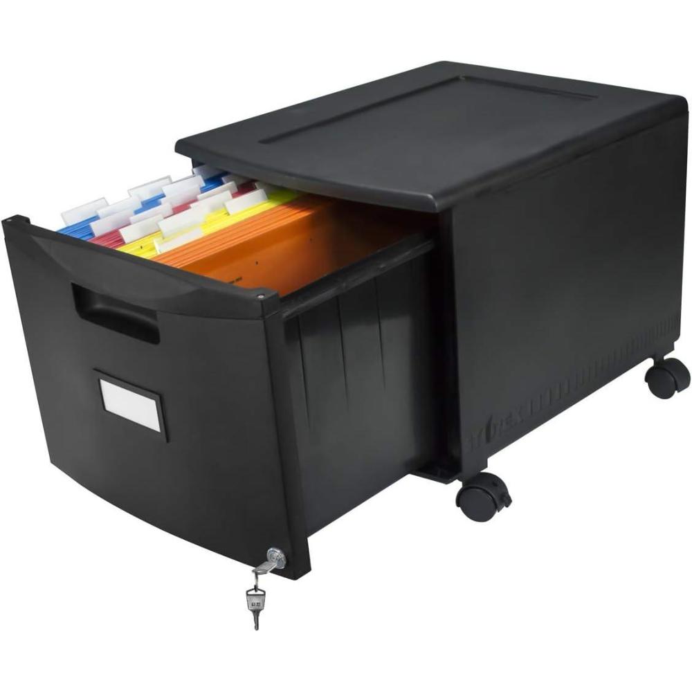 imageStorex Plastic OneDrawer File Cabinet Locking Document Organizer for Home and Office Black 2Pack 61265B02CBlack