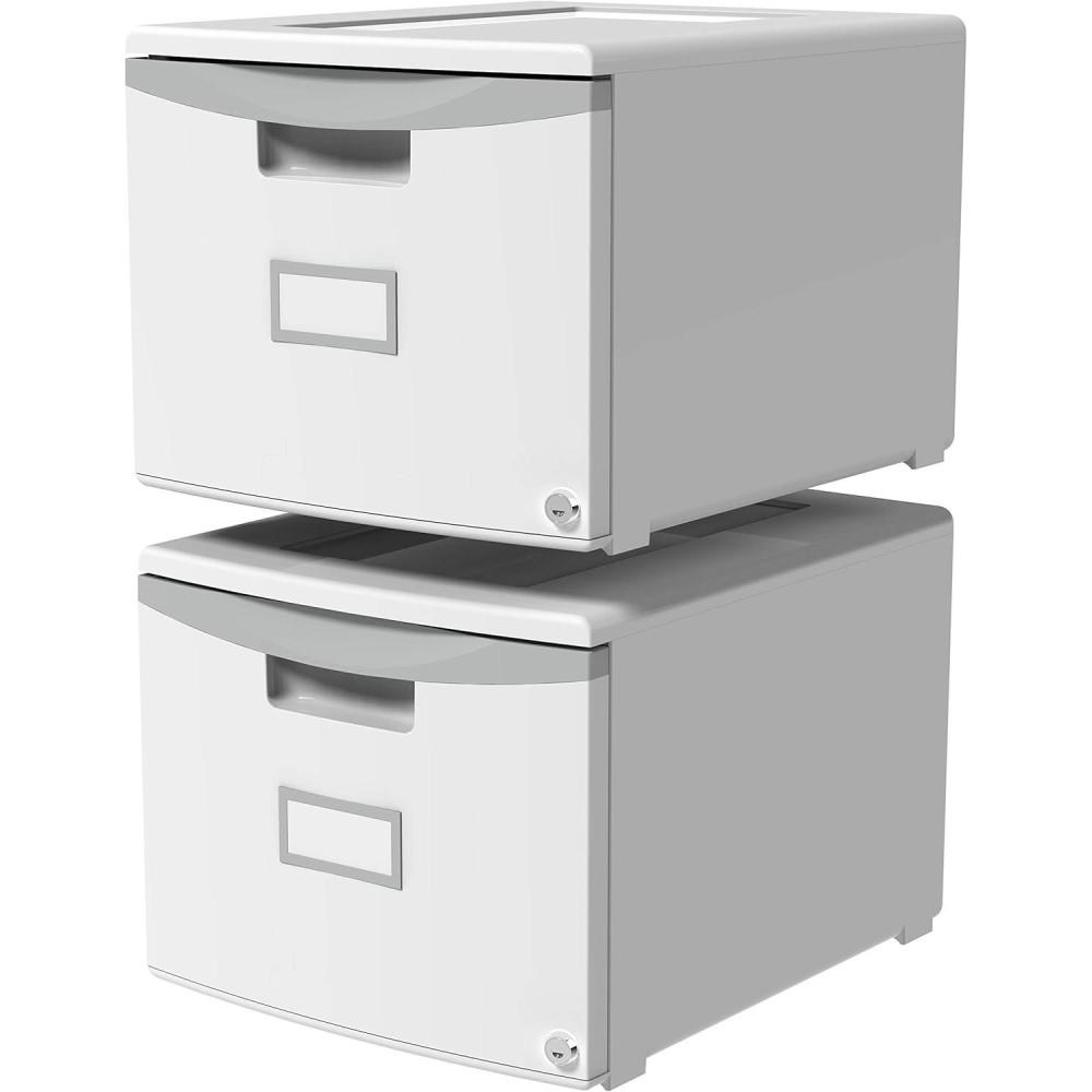 imageStorex Plastic OneDrawer File Cabinet Locking Document Organizer for Home and Office Black 2Pack 61265B02CGrey