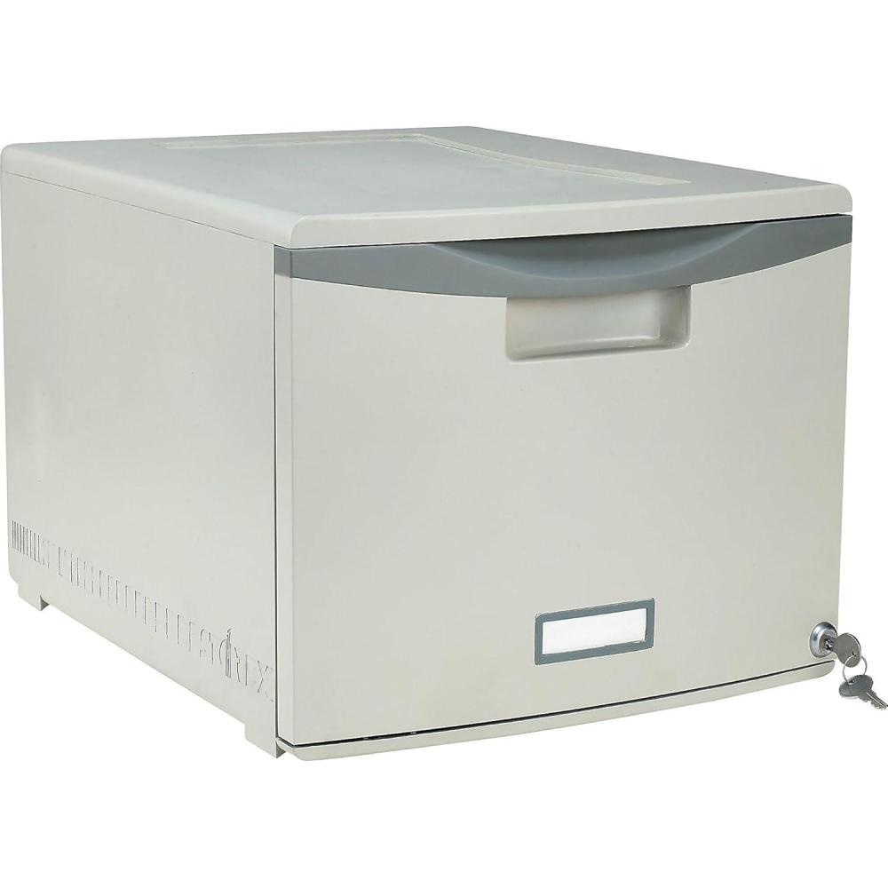 imageStorex Plastic OneDrawer File Cabinet Locking Document Organizer for Home and Office Gray 1Pack 61251B01CGreyDark Grey