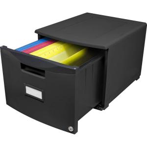 Storex Plastic 1-Drawer Mobile File Cabinet, Letter/Legal, Black (61265A01C)(Black)