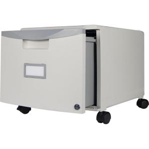 Storex Plastic One-Drawer File Cabinet – Locking Document Organizer for Home and Office, Black, 2-Pack (61265B02C)(Grey/Dark Grey)