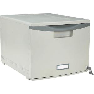 Storex Plastic One-Drawer File Cabinet – Locking Document Organizer for Home and Office, Gray, 1-Pack (61251B01C)(Grey/Dark Grey)