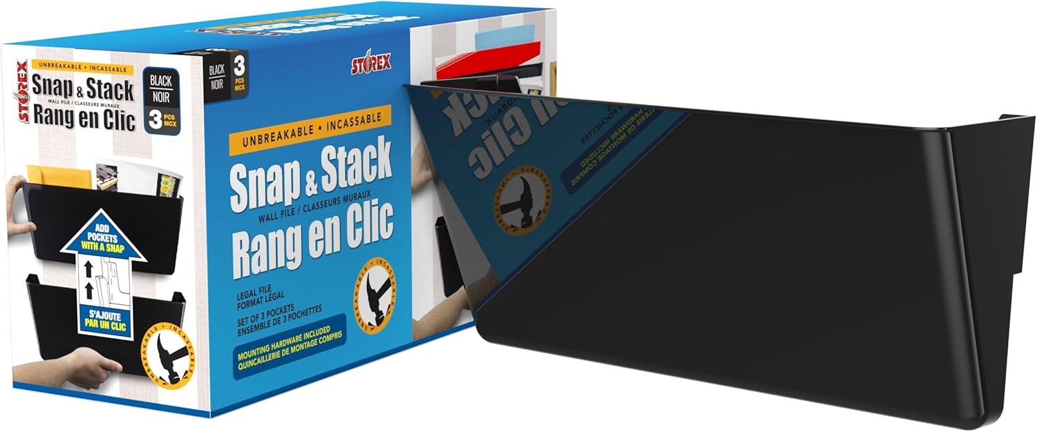 imageStorex Legal Sized Wall Files 2Pack Smoke Case of 6 STX70215B06CUnbreakable Black
