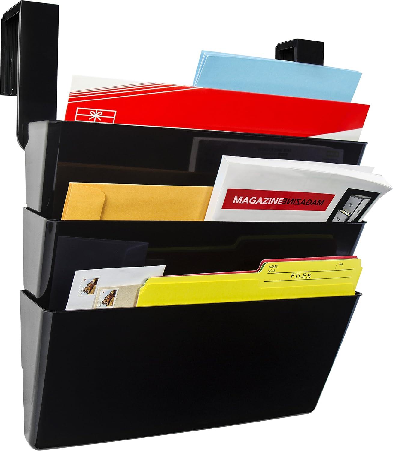 imageStorex Legal Sized Wall Files 3 Pack Set with Partition Hangers Black Case of 6 Sets STX70316B06C STX70316B06CLegal