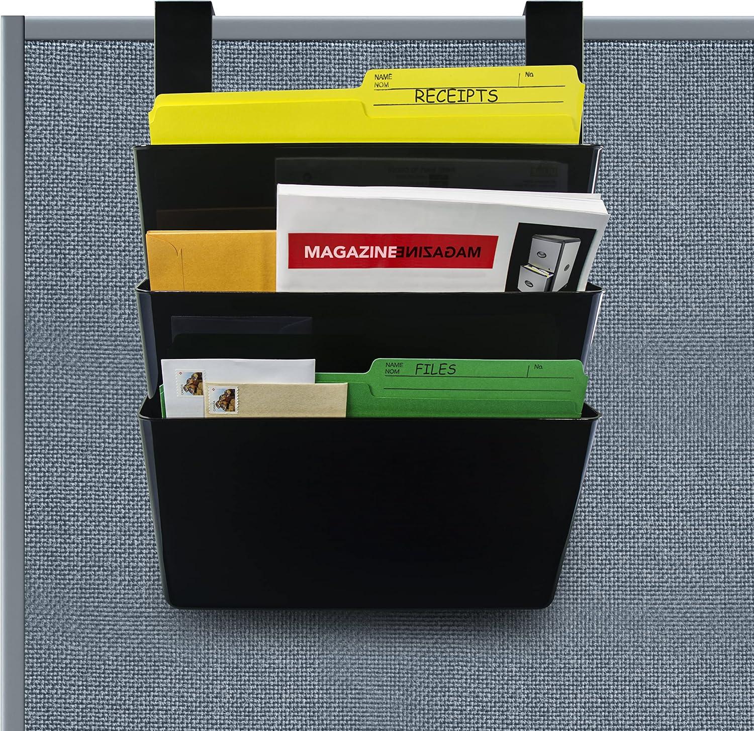 imageStorex Legal Sized Wall Files 3 Pack Set with Partition Hangers Black Case of 6 Sets STX70316B06C STX70316B06CLetter