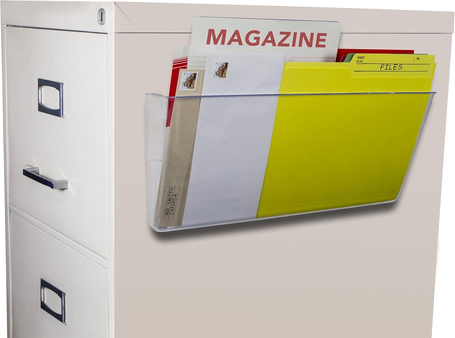 imageStorex LegalSize Magnetic Wall Pocket Plastic File Organizer HeavyDuty Magnet Holds 5lbs Clear 6Pack 70240U06C
