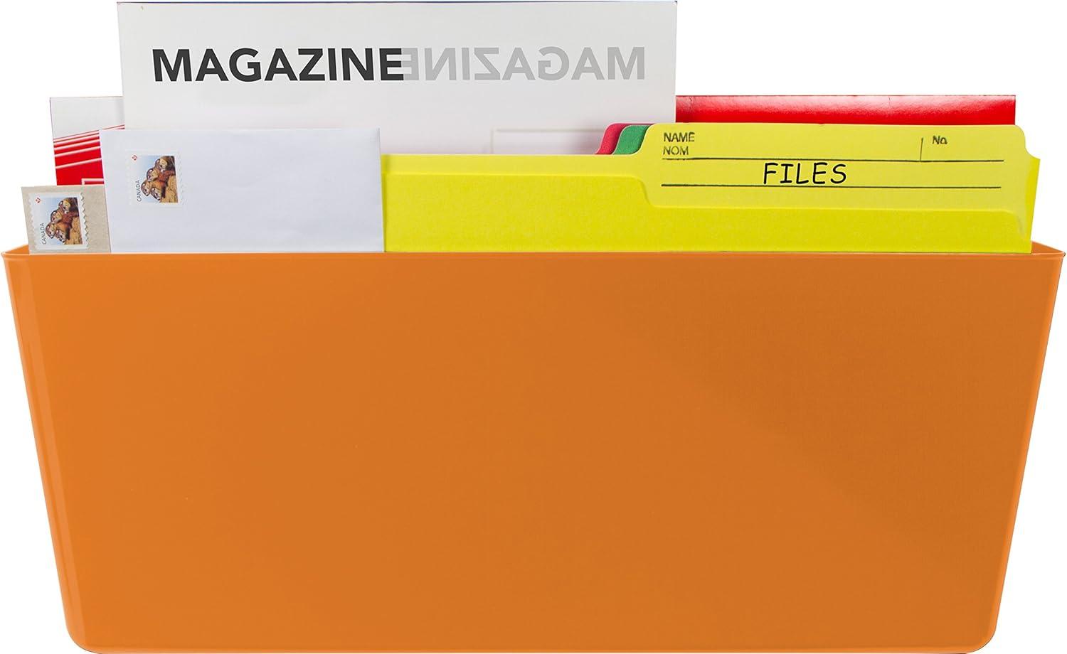 imageStorex LegalSize Magnetic Wall Pocket Plastic File Organizer HeavyDuty Magnet Holds 5lbs School Blue 6Pack 70230U06CClass Orange