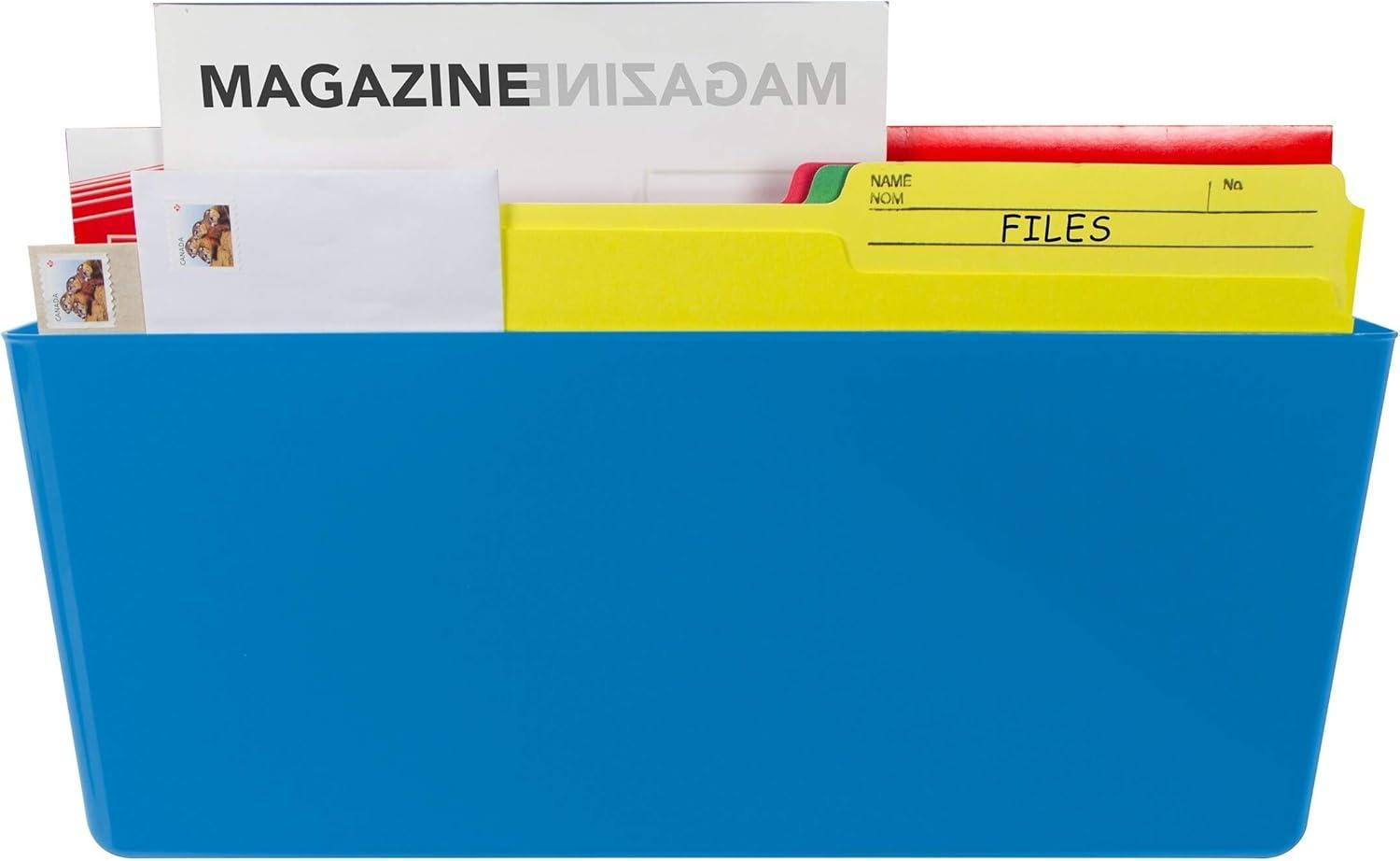 imageStorex LegalSize Magnetic Wall Pocket Plastic File Organizer HeavyDuty Magnet Holds 5lbs School Yellow 6Pack 70232U06CClass Blue