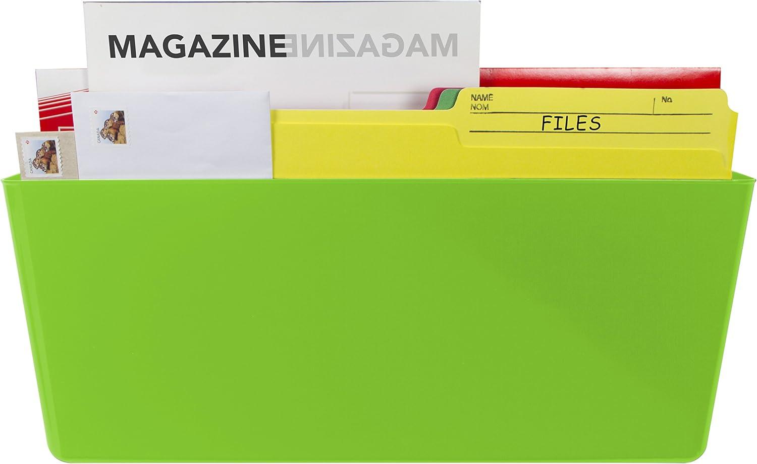 imageStorex LegalSize Magnetic Wall Pocket Plastic File Organizer HeavyDuty Magnet Holds 5lbs School Yellow 6Pack 70232U06CClass Green