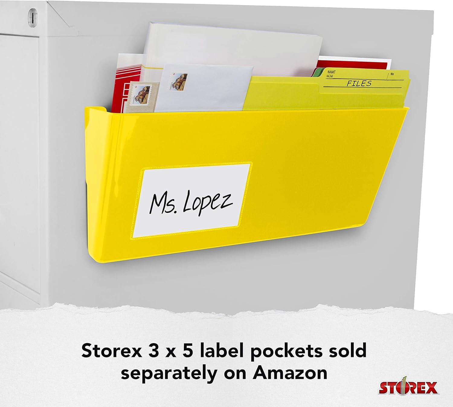 imageStorex LegalSize Magnetic Wall Pocket Plastic File Organizer HeavyDuty Magnet Holds 5lbs School Yellow 6Pack 70232U06CClass Orange