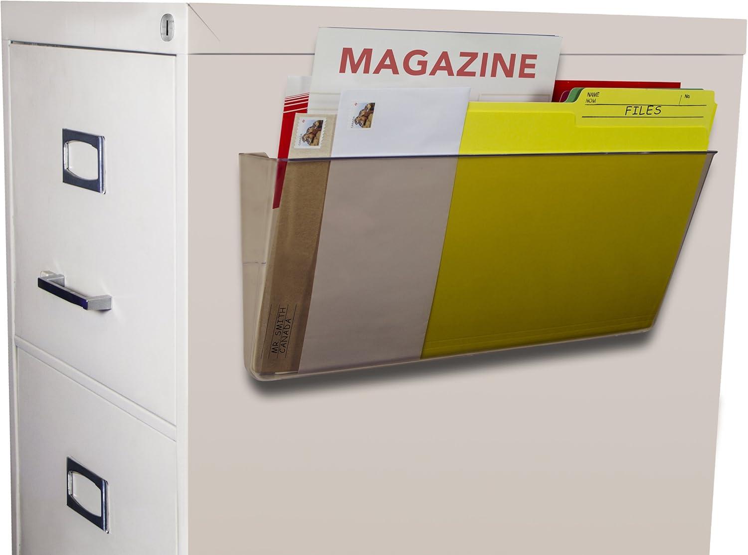 imageStorex LegalSize Magnetic Wall Pocket Plastic File Organizer HeavyDuty Magnet Holds 5lbs Smoke 6Pack 70326U06C