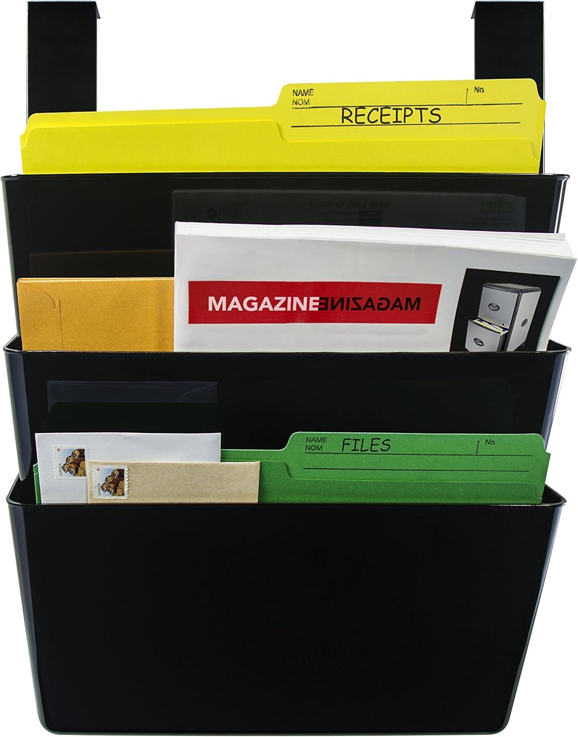 imageStorex Letter Sized Wall Files 3 Pack Set with Partition Hangers Black Case of 6 Sets STX70315B06C