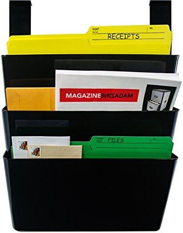 imageStorex Letter Sized Wall Files 3 Pack Set with Partition Hangers Black STX70315U01C