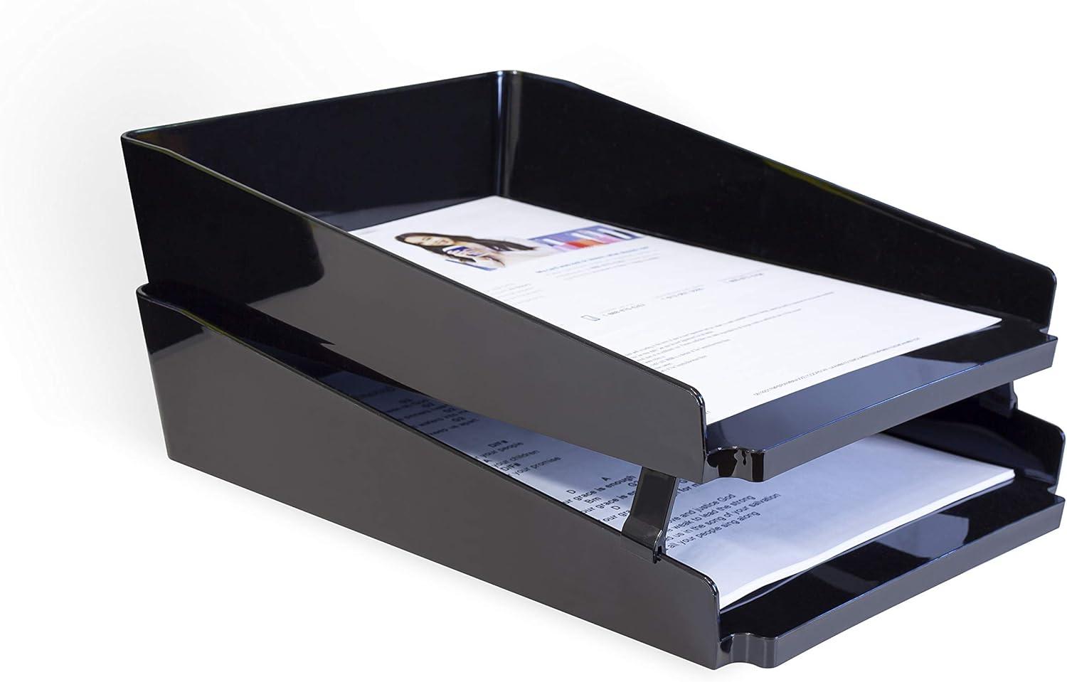 imageStorex Modern Gloss Spinning Organizer 62 x 4 x 62 Inches Black Case of 4 00152E04CLetter Tray
