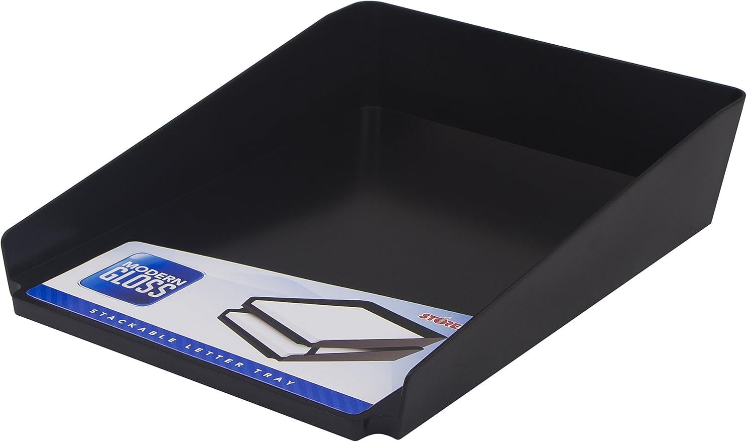 imageStorex Modern Gloss Spinning Organizer 62 x 4 x 62 Inches Black Case of 4 00152E04CLetter Tray