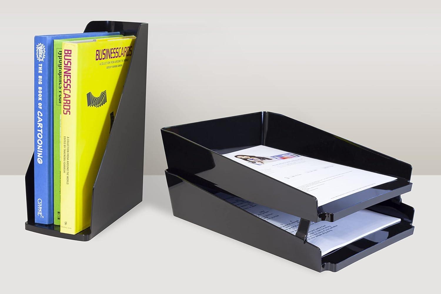imageStorex Modern Gloss Vertical Sorter 8 x 5 x 6 Inches Black 4Pack 00146E04CBlack