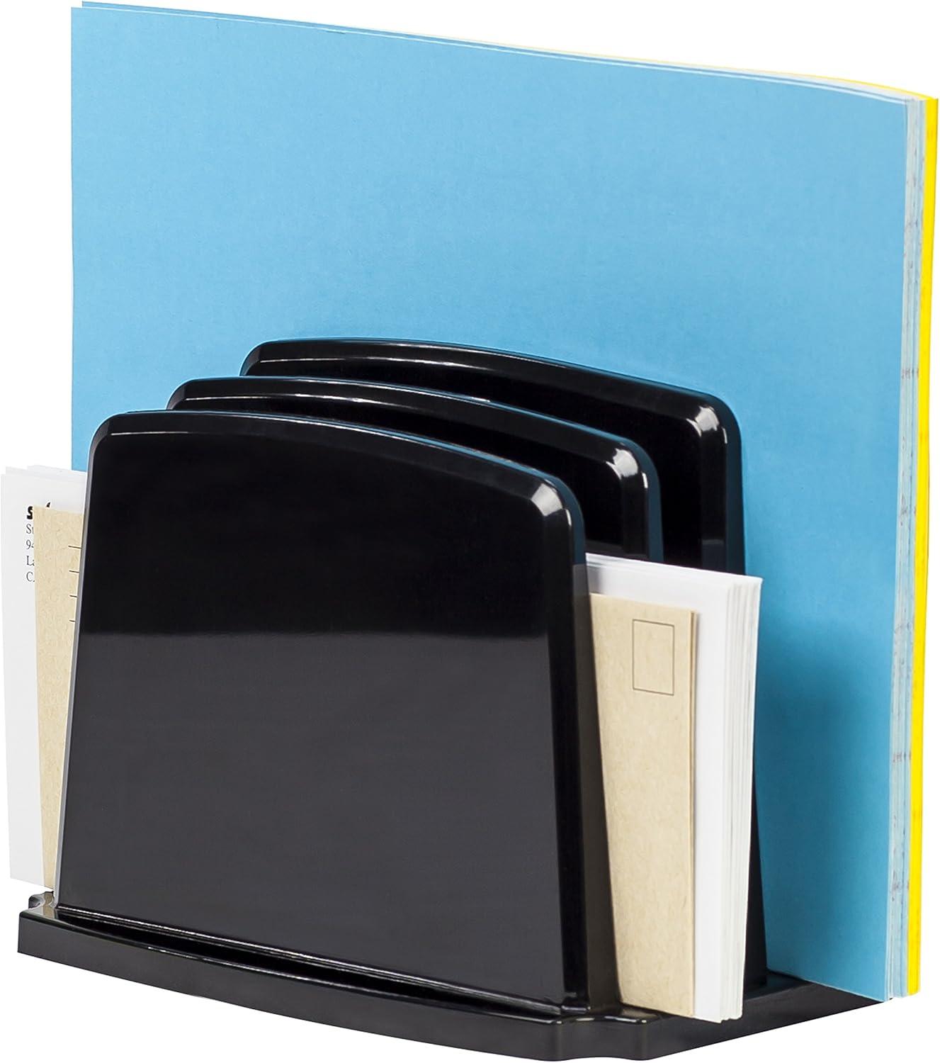 imageStorex Modern Gloss Vertical Sorter 8 x 5 x 6 Inches Black 4Pack 00146E04CBlack
