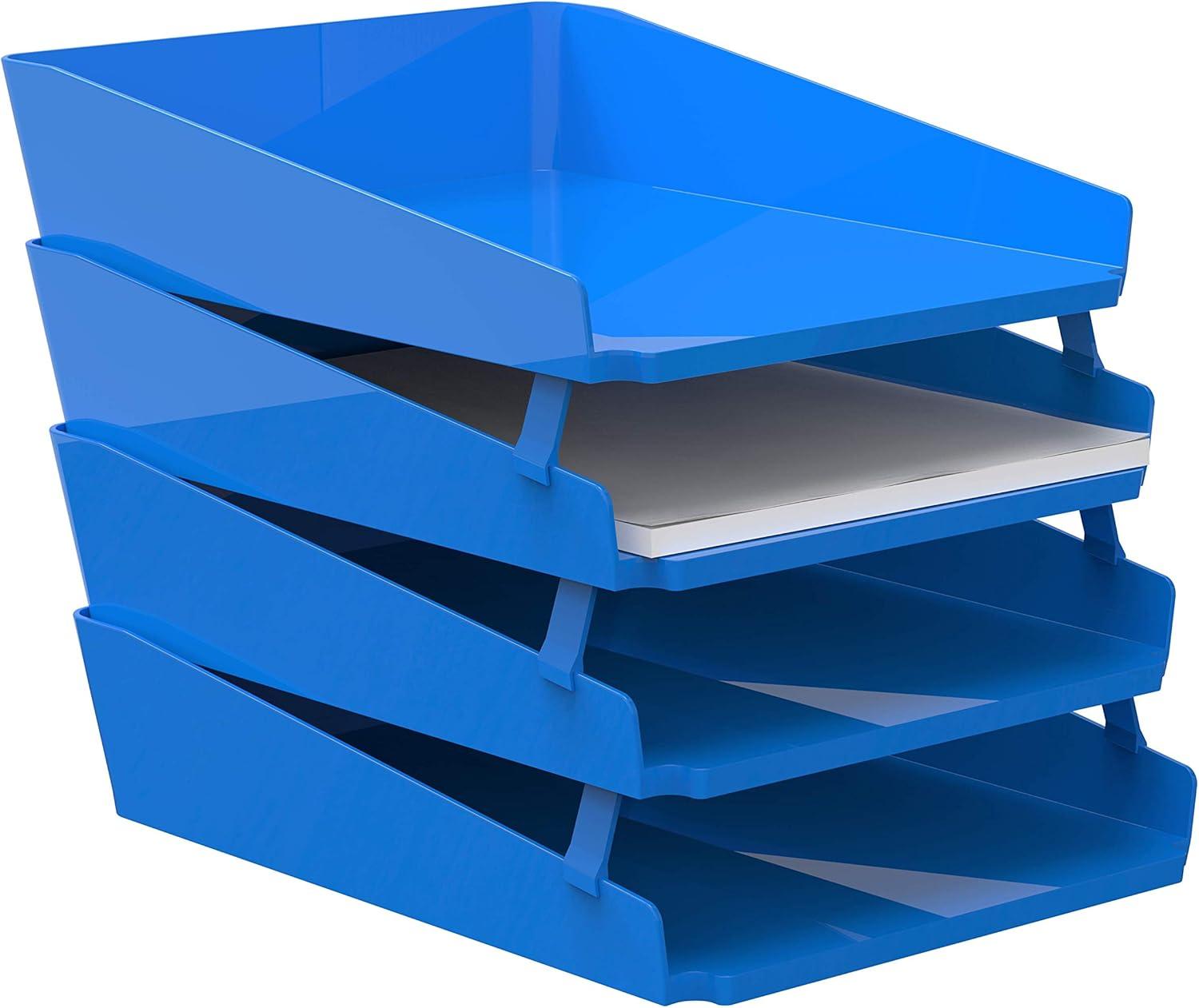 imageStorex Modern Gloss Vertical Sorter 8 x 5 x 6 Inches Black 4Pack 00146E04CBlue