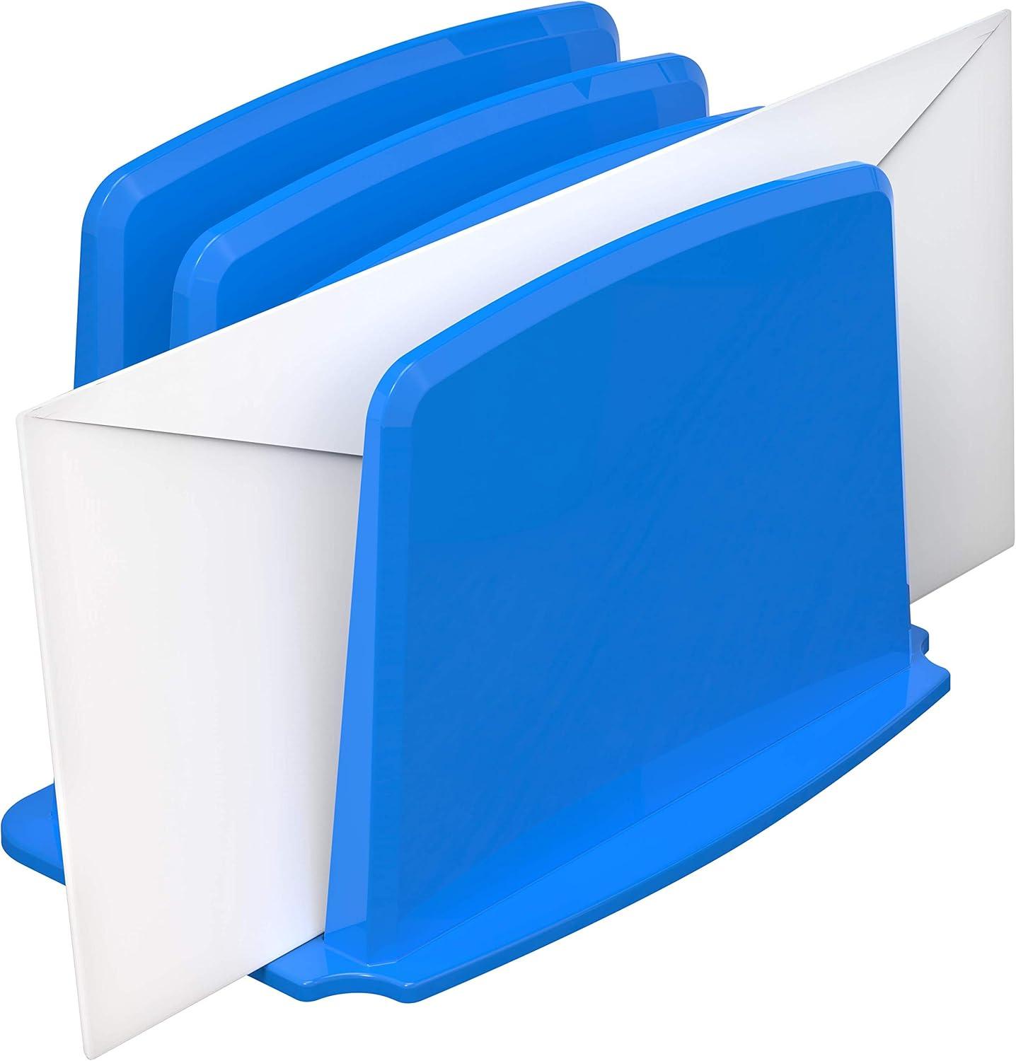 imageStorex Modern Gloss Vertical Sorter 8 x 5 x 6 Inches Black 4Pack 00146E04CBlue