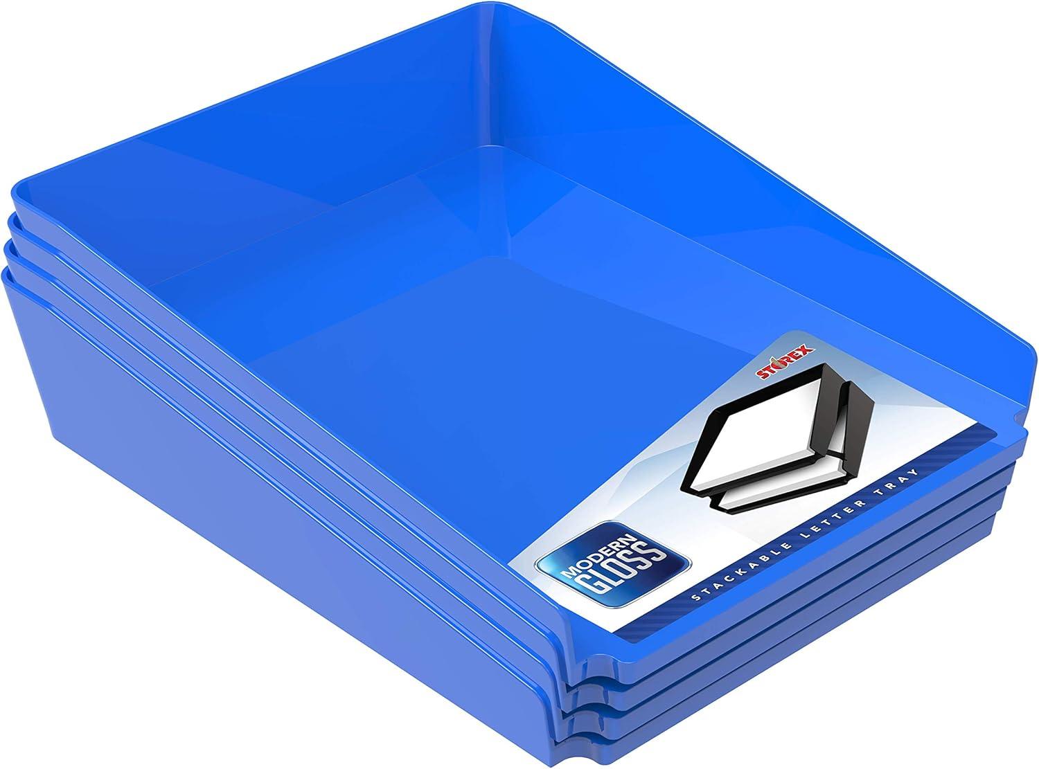 imageStorex Modern Gloss Vertical Sorter 8 x 5 x 6 Inches Black 4Pack 00146E04CBlue