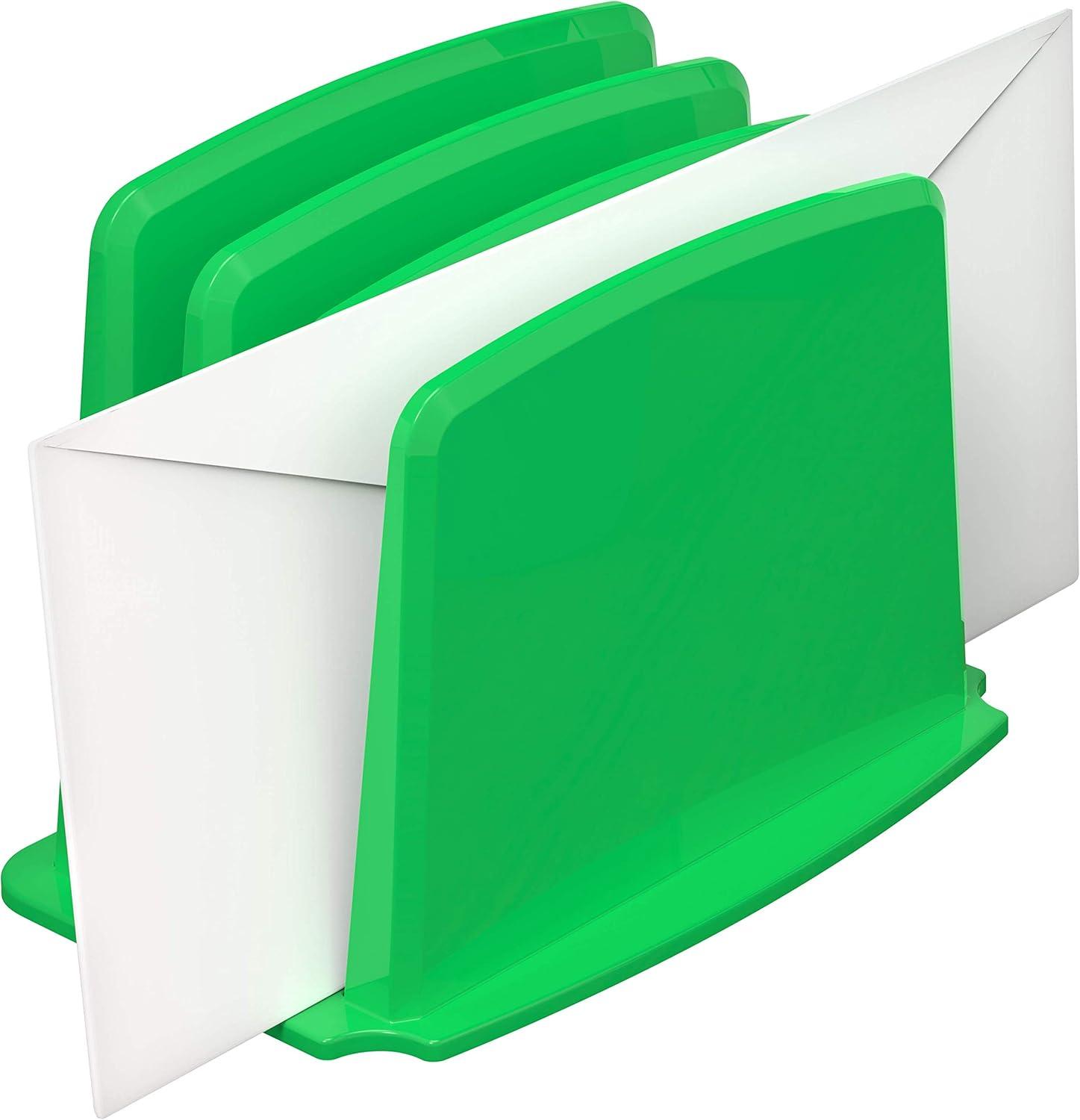imageStorex Modern Gloss Vertical Sorter 8 x 5 x 6 Inches Black 4Pack 00146E04CGreen