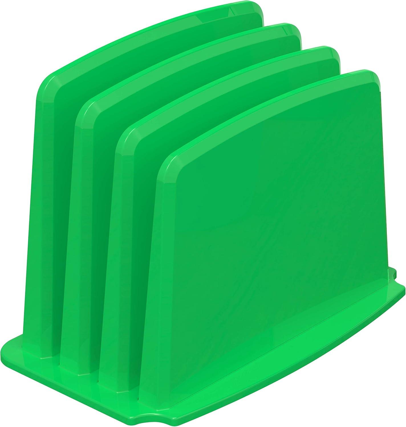 imageStorex Modern Gloss Vertical Sorter 8 x 5 x 6 Inches Black 4Pack 00146E04CGreen