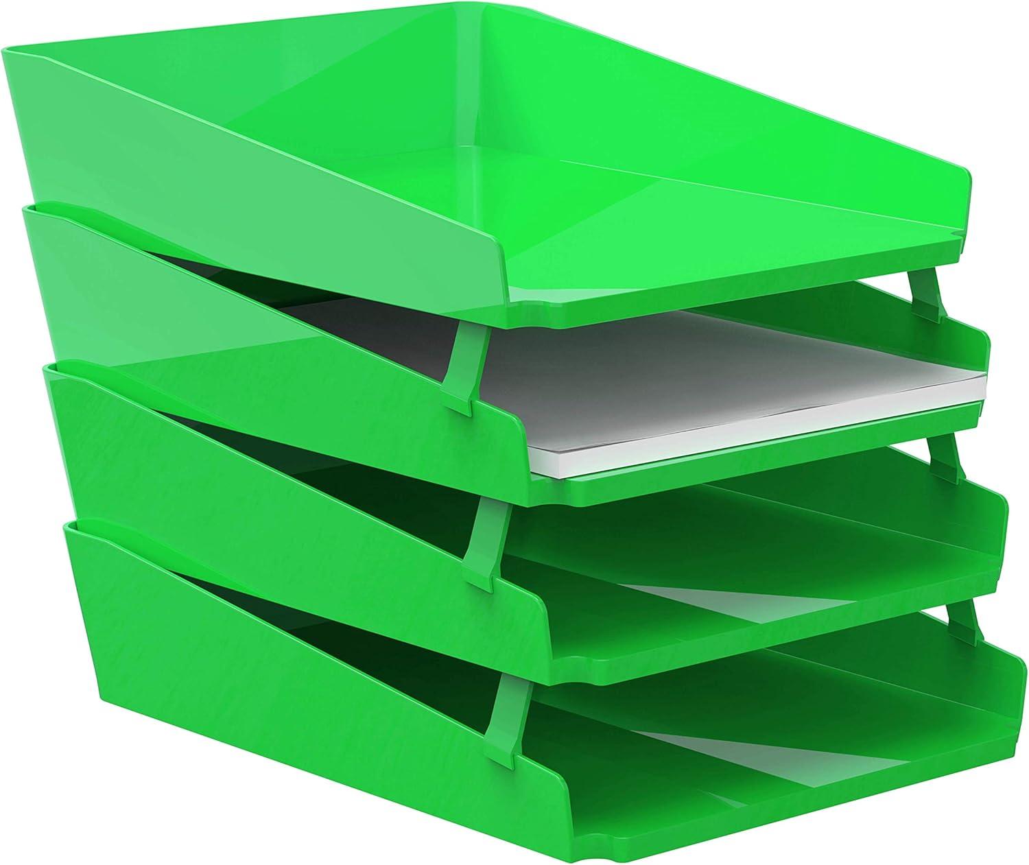 imageStorex Modern Gloss Vertical Sorter 8 x 5 x 6 Inches Black 4Pack 00146E04CGreen