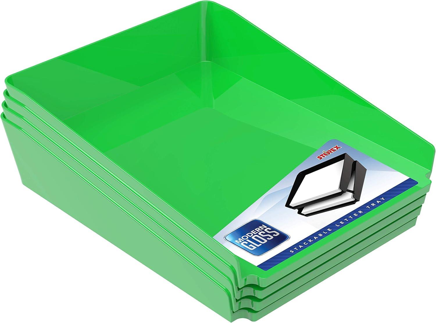 imageStorex Modern Gloss Vertical Sorter 8 x 5 x 6 Inches Black 4Pack 00146E04CGreen