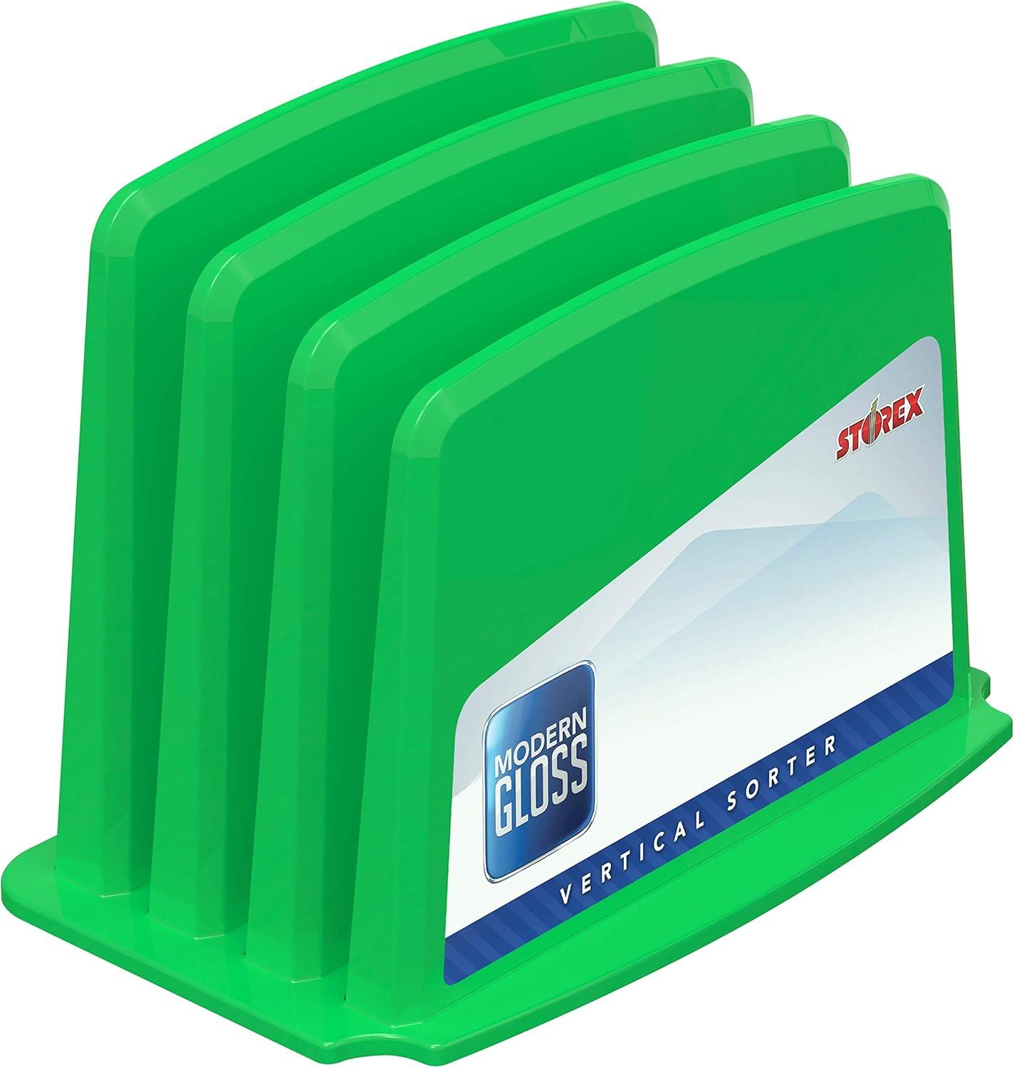 imageStorex Modern Gloss Vertical Sorter 8 x 5 x 6 Inches Black 4Pack 00146E04CGreen
