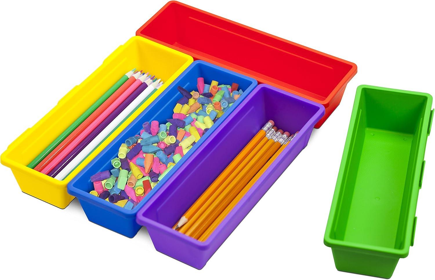 imageStorex Pencil Trays 925 x 3 x 19 Each Assorted Colors Case of 6 5Packs 00160E06C