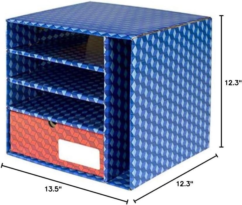 imageStorex Supply Station Plasticized DryErase Surface 4Slots and 1Drawer BlueRed 80006U01C 123 x 135 x 123 Inches