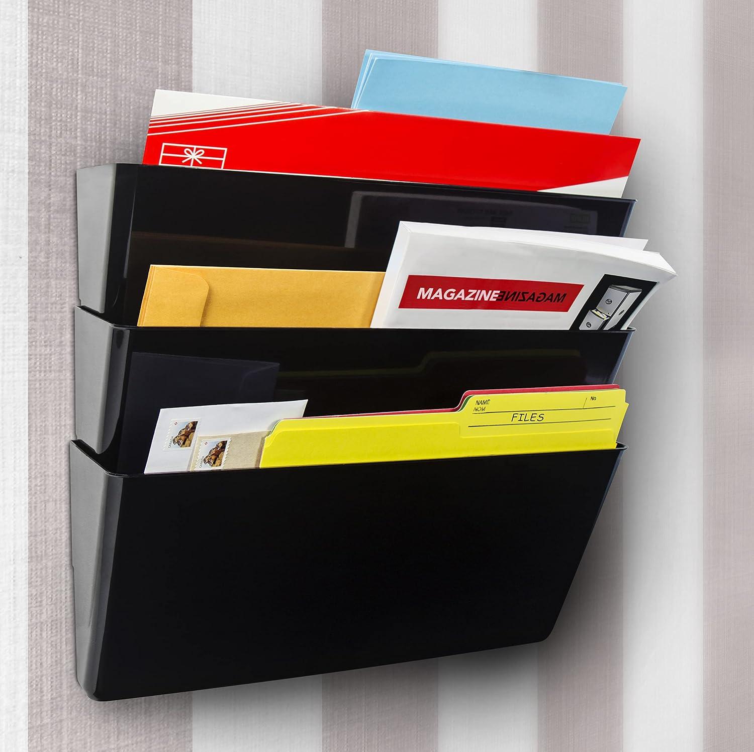 imageStorex Wall File Letter Size 13 x 4 x 7 ClearUnbreakable Black