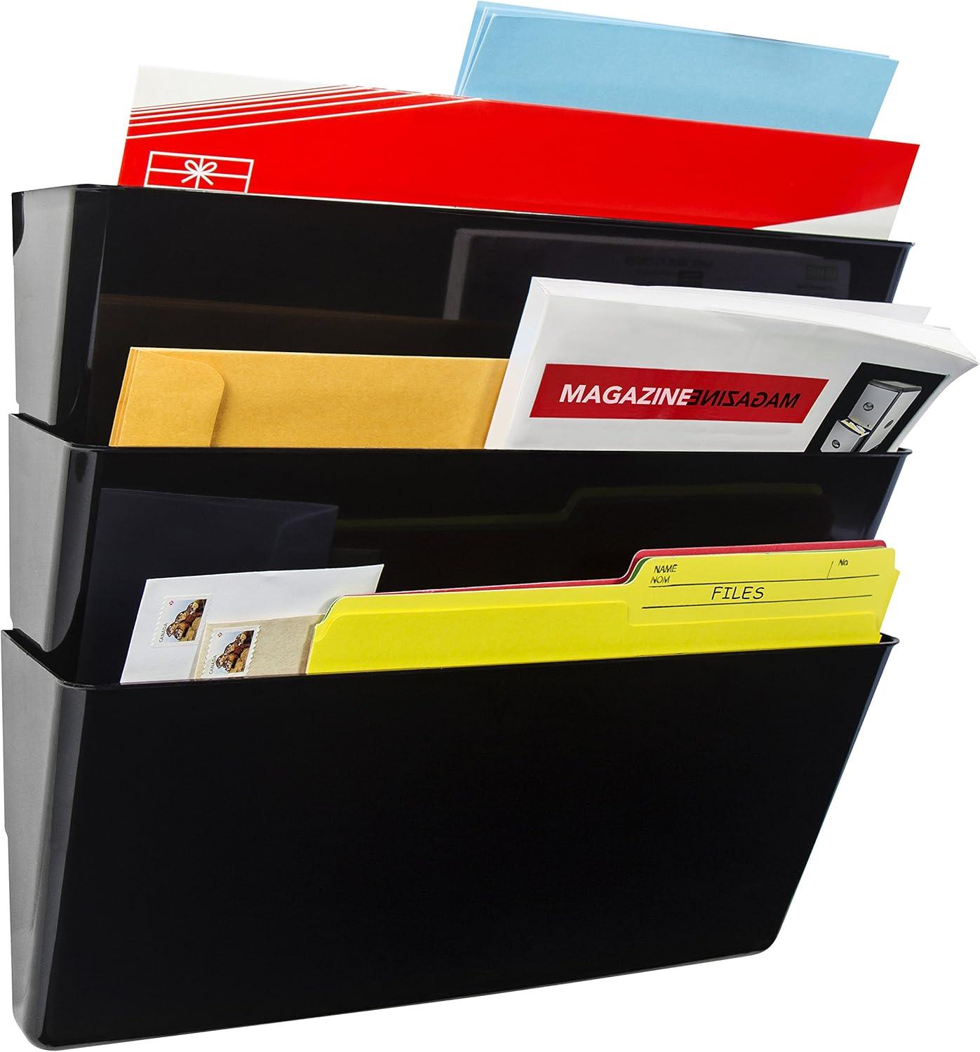 imageStorex Wall File Letter Size 13 x 4 x 7 ClearUnbreakable Black