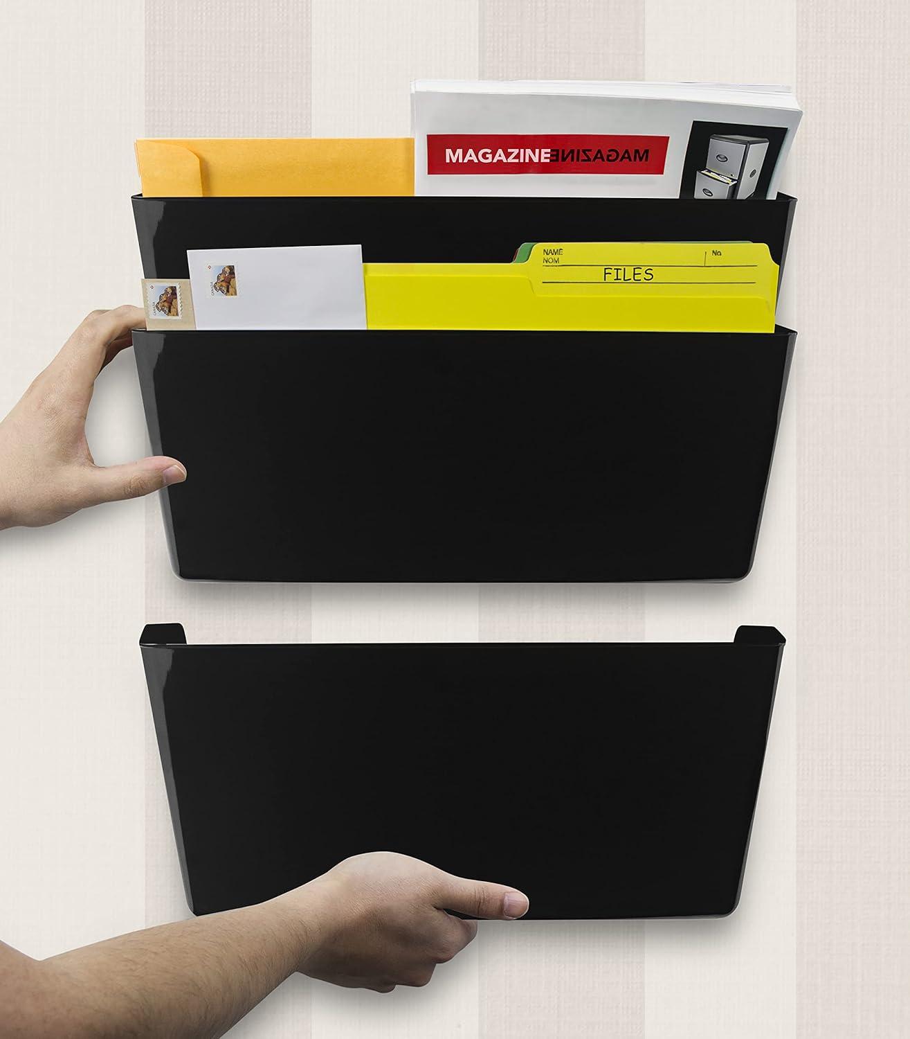 imageStorex Wall File Letter Size 13 x 4 x 7 ClearUnbreakable Black