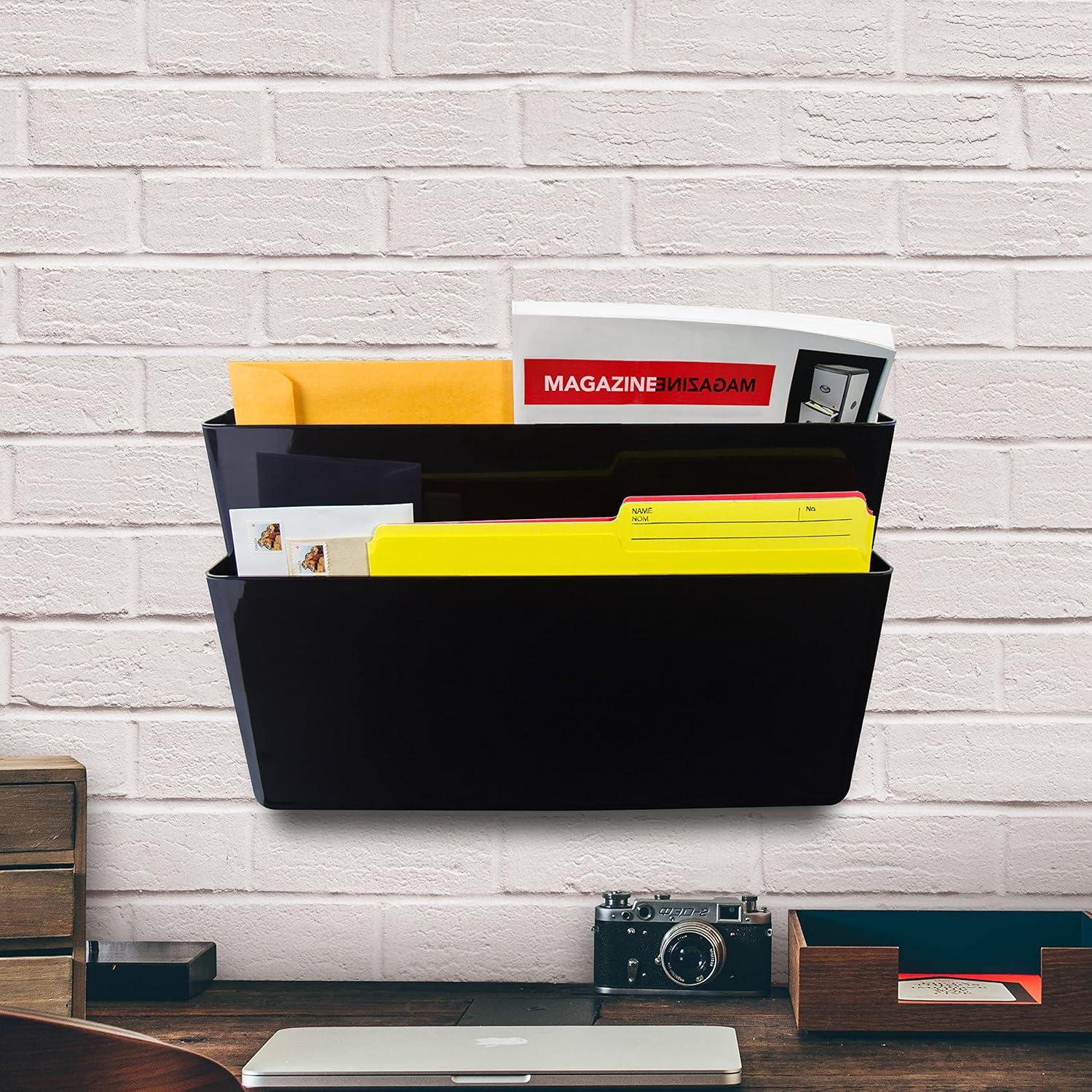imageStorex Wall File Letter Size 13 x 4 x 7 ClearUnbreakable Black