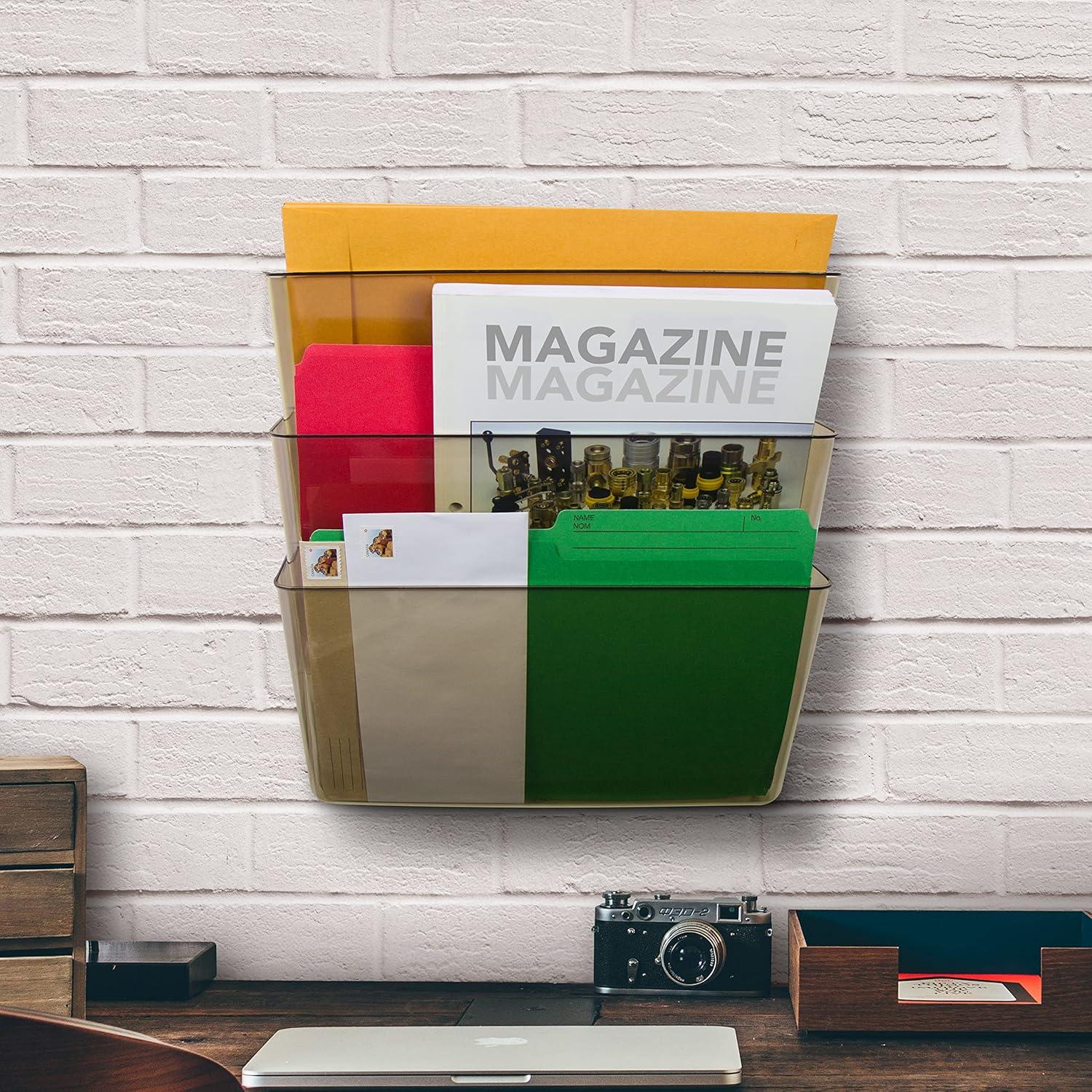 imageStorex Wall File Letter Size 13 x 4 x 7 ClearUnbreakable Smoke
