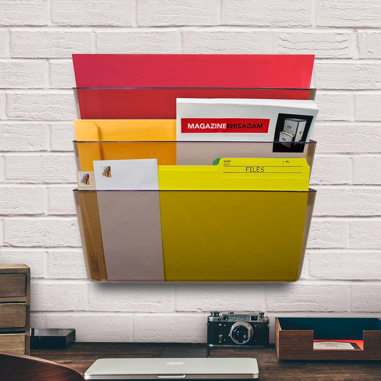 imageStorex Wall File Letter Size 13 x 4 x 7 ClearUnbreakable Smoke