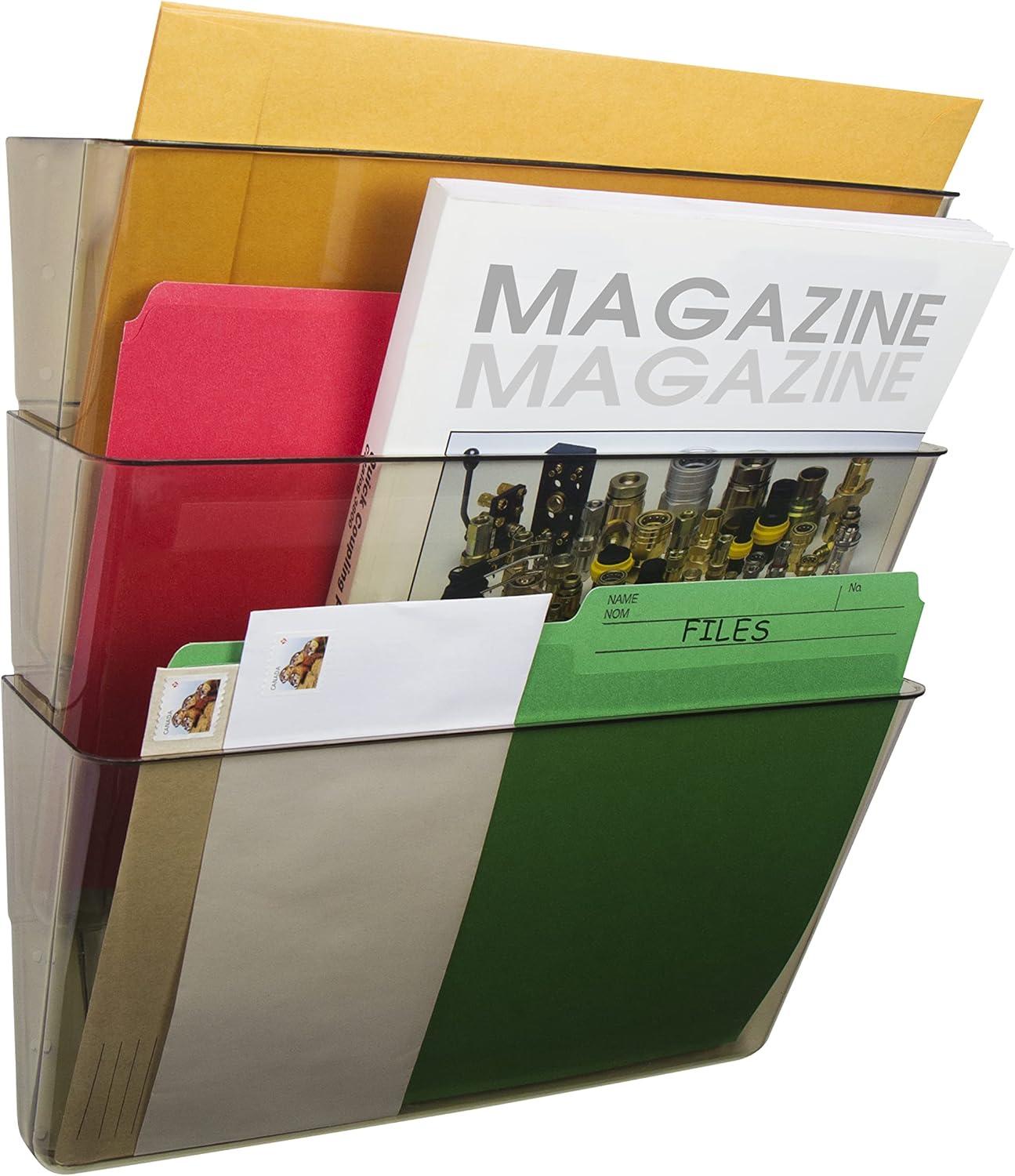 imageStorex Wall File Letter Size 13 x 4 x 7 ClearUnbreakable Smoke