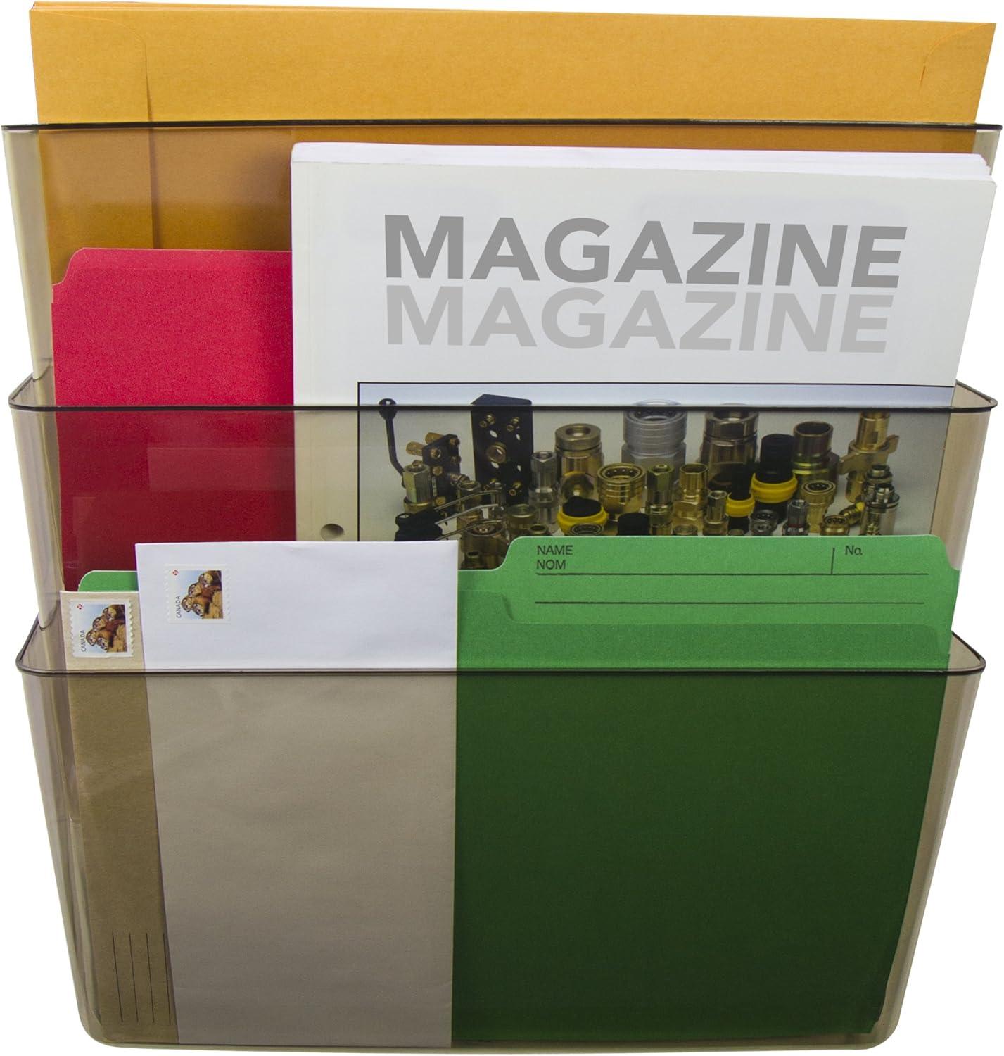 imageStorex Wall File Letter Size 13 x 4 x 7 ClearUnbreakable Smoke