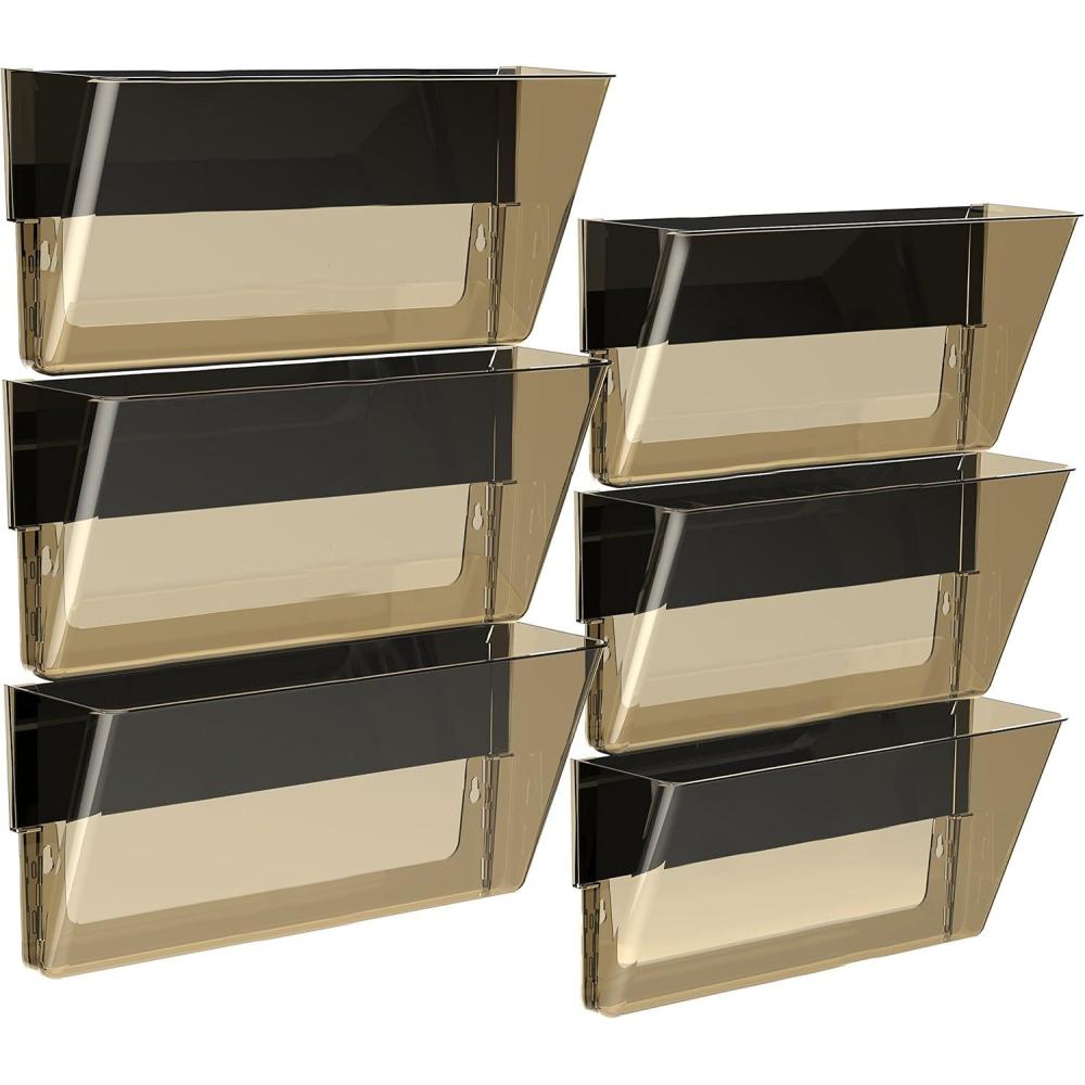 imageStorex LegalSize Magnetic Wall Pocket Plastic File Organizer HeavyDuty Magnet Holds 5lbs Smoke 6Pack 70326U06C