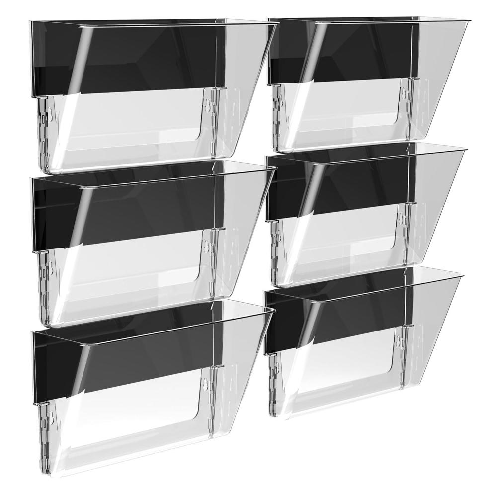 imageStorex Magnetic Wall Pocket Pack of 6 Letter Size Clear Plastic File Organizer HeavyDuty Magnet Holds 5lbs 70236B06C