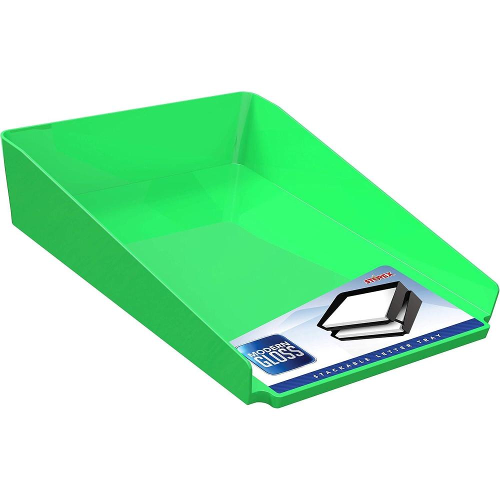 imageStorex Modern Gloss Vertical Sorter 8 x 5 x 6 Inches Black 4Pack 00146E04CGreen