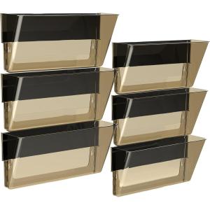Storex Legal-Size Magnetic Wall Pocket – Plastic File Organizer, Heavy-Duty Magnet Holds 5lbs, Clear, 6-Pack (70325U06C)